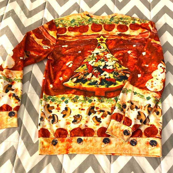 Ugly Christmas Pizza Sweatshirt Extra Cheese! - Picture 7 of 14